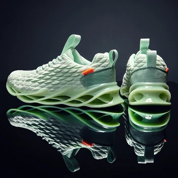 

New Men's Casual Sneakers Leather Running Shoes Fashion Lace Business Casual Shoes Shark bottom fish scale fly woven men's shoes