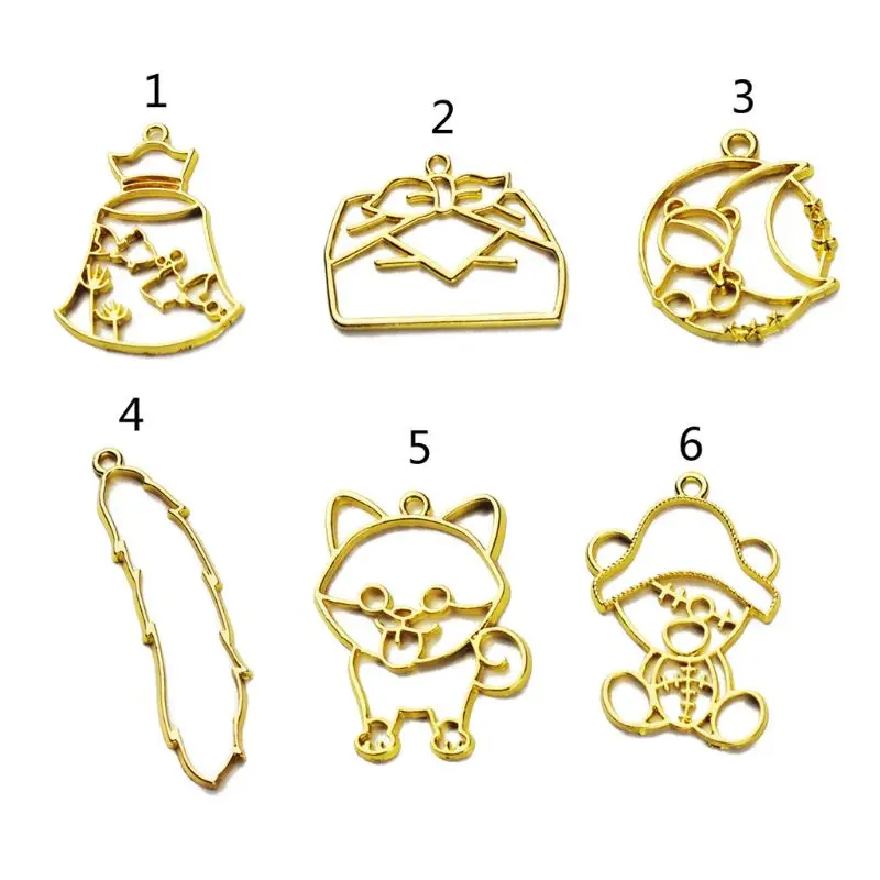 

5Pcs Bear Goldfish Resin Frame Pendant Open Bezel Setting Resin Jewelry Making
