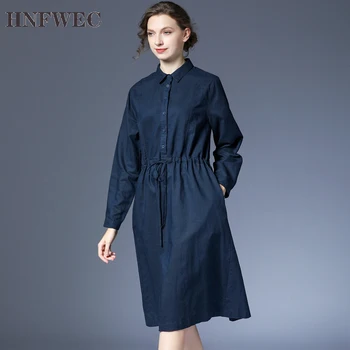 

Women Red Drawstring Split Linen Shirt Dress New Laepl Long Sleeve Loose Fit Fashion Tide Spring Autumn 2020 Y955