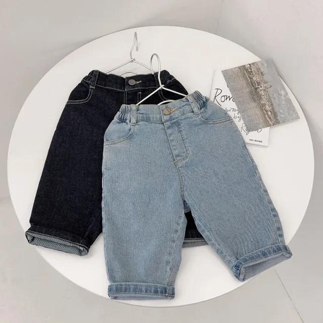 2021 New Autumn Baby Boys Denim Pants Korean Style Pure Color Kids Casual Loose Jeans Children Trousers
