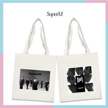 Kpop SuperM Print Canvas Shoulder Bag Handbag K-pop SuperM Zipper Storage Bag Shopping Bag Eco Bag Fans Collection Gift Dropship