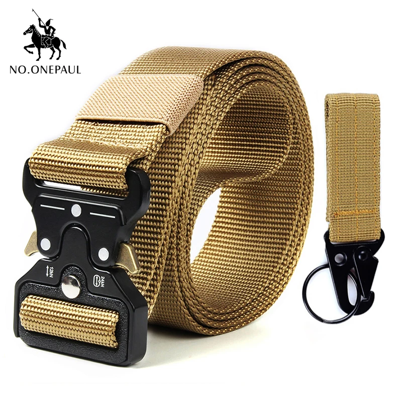 kkkk Package 1 Khaki NO. ONEPAUL популярный мужской военный тактический ремень Регулируемый армейский тяжелый тренировочный для занятий спортом на открытом воздухе мужские аксессуары охоты - Цвет: kkkk Package 1 Khaki
