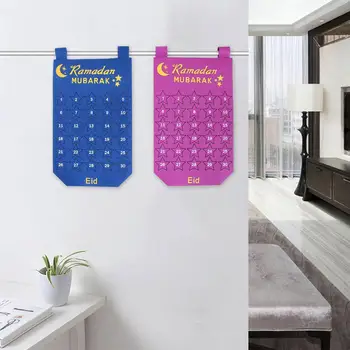 

EID Ramadan Decor Blue Pink Felt Calendar Islam Muslim Party Happy Hanging Decor Mubarak DIY Ramadan Festival Kareem EID Y3D0