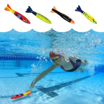 

4Pcs Cute Throwing Torpedo Baby Bath Toy Bathroom Water Torpedo Rocket Throwing Toys Summer Game Swimming Pool Toys Gifts