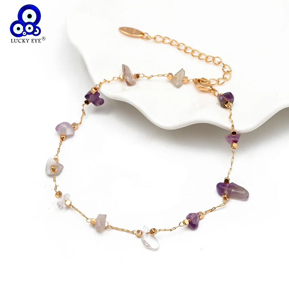 Lucky Eye Natural Stone Anklet Gold Color Leg Foot Chain Beach Ankle Bracelet Adjustable for Women Girls Fashion Jewelry BD92 Lucky Eye Natural Stone Anklet Gold Color Leg Foot Chain Beach Ankle Bracelet Adjustable for Women Girls Fashion Jewelry BD92