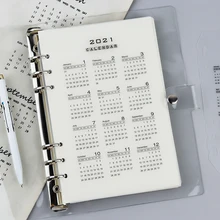 2021 Calendario para 6 agujero cuaderno planificador de recarga transparente A5 A6 página divisor de índices revistas suministros