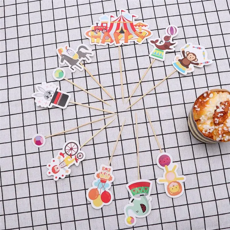 11pcs Topper Decor Cute Funny Practical Acrobatics Clown Cake Decor Circus Cake Pick For Festival Gathering Party