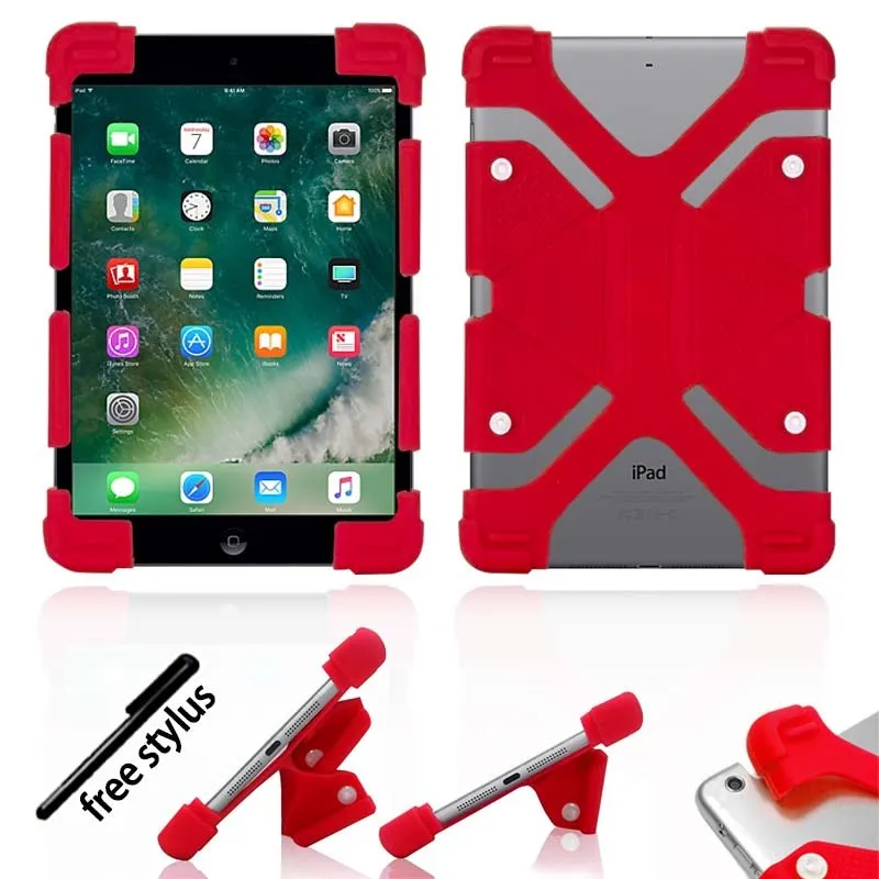 KK&LL For Apple iPad Pro 10.5" 9.7" 11"()- Tablet Shockproof Silicone Stand Cover Case+ Stylus - Цвет: red