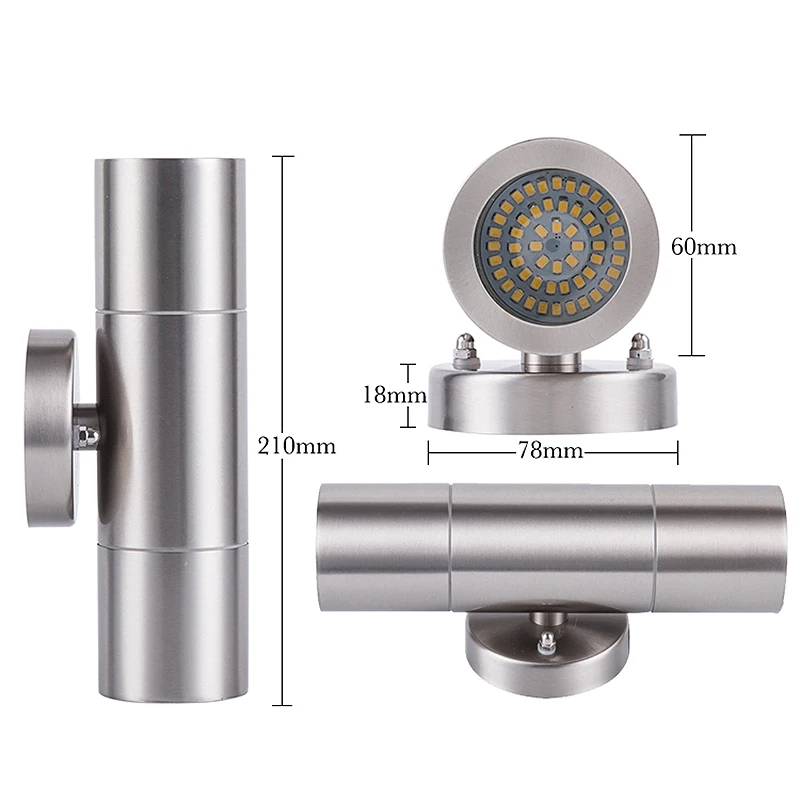 Stainless Steel Led Wall Outdoor Led Wall Lamp Up And Down Porch Lights 2 x 5W Wall Light Warm Light
