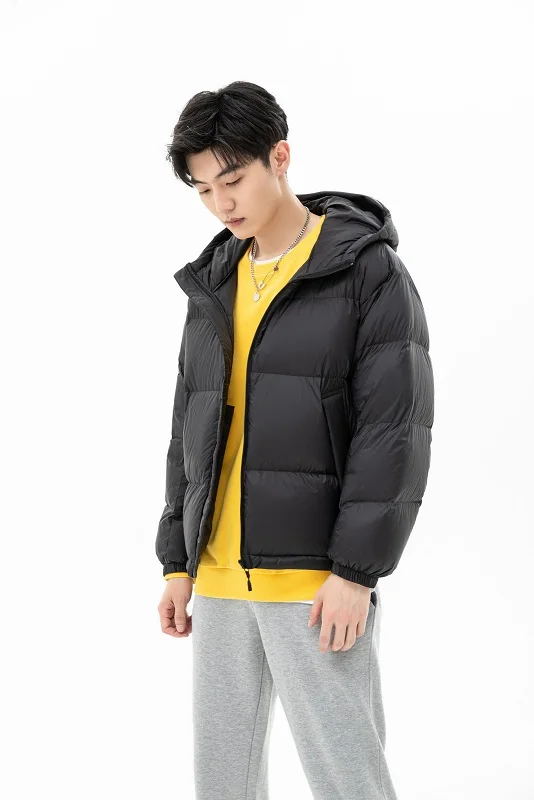 YAYA 2021 Winter Men's  90% White Duck Down Jacket Hooded Couples Style Thick Puffy Coat Windbreak Business Casual Warm Outwear black puffer coat