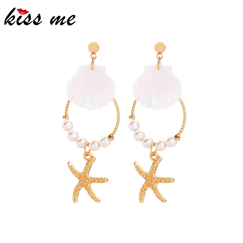 de98062 Kissme, много видов сережек, кристальная смола, культивированный жемчуг, акриловая эмаль, висячие серьги для женщин, новые модные ювелирные изделия - Окраска металла: de98062