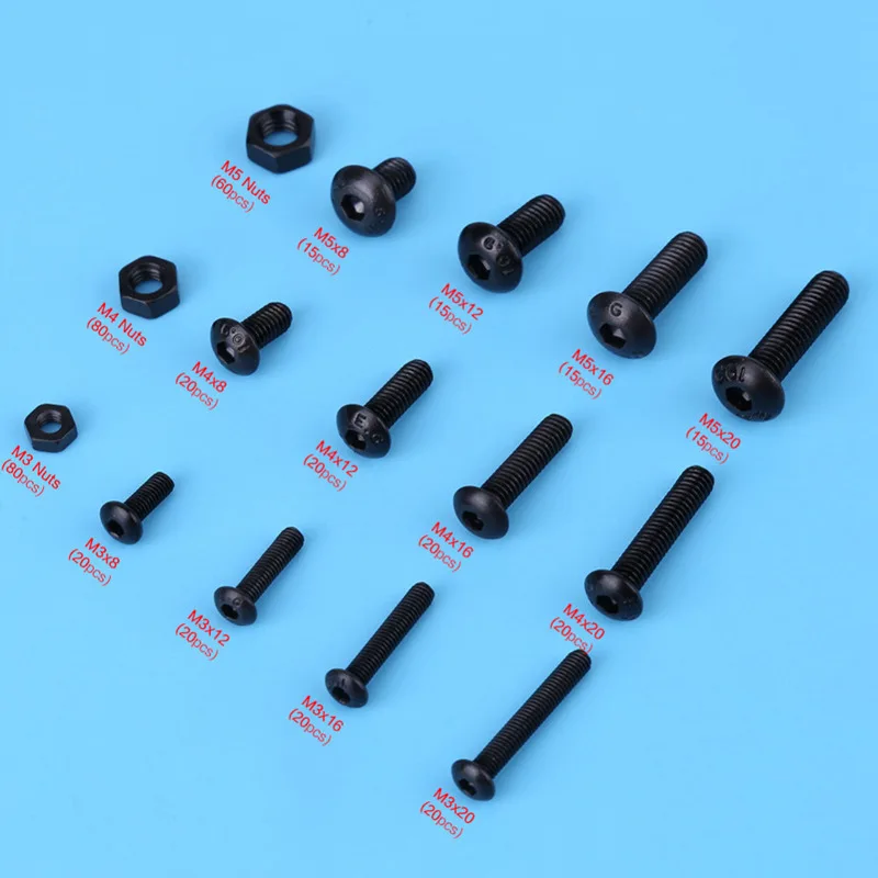 ELEG-440pcs M3 M4 M5 набор гаек из легированной стали с шестигранной головкой