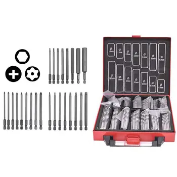 

25Pcs 100mm Long netic Screwdriver Bit Set 4 Inch Drill Screw & 99-Piece HSS Titanium Drill Bit Set