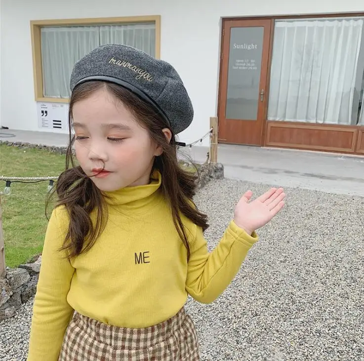 new girls boys thicken t-shirt autumn winter full sleeve cotton fashion kids top 2-7t HH425