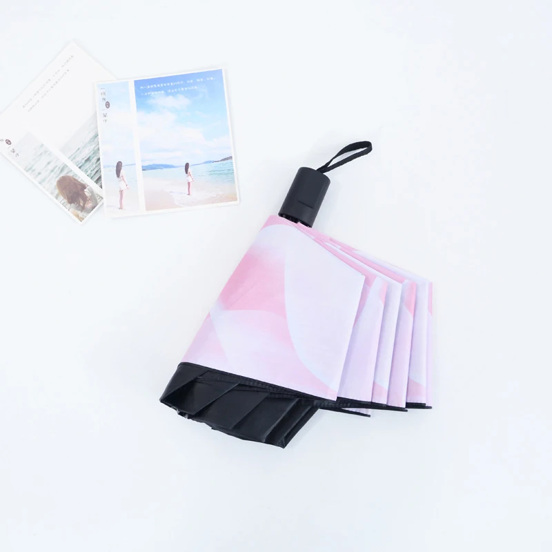 Mini Pocket Umbrella UV protection Compact Travel Umbrella Rain Woman Parasol Anti UV Three Folding Umbrella Small Super Light