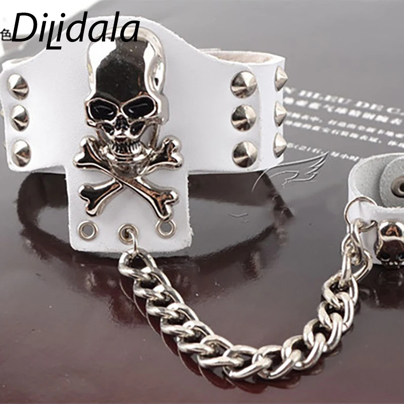 Dilidala Ring Bracelet Gloves Personality Fashion Jewelry Non-Mainstream Studded Leather Wide Bracelet Gloves