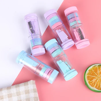 

Pencil Sharpener With 4pcs Erasers Kawaii Pencil Sharpener For Girls Gifts Back To School Supplies Korean Stationery Candy Color