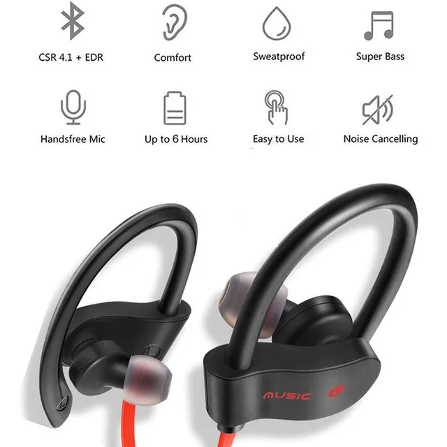 Bluetooth Earphone Wireless Bluetooth Earphones Earloop Noise Cancelling Headset Neckband life Sport In-Ear For All Smart Phones 3