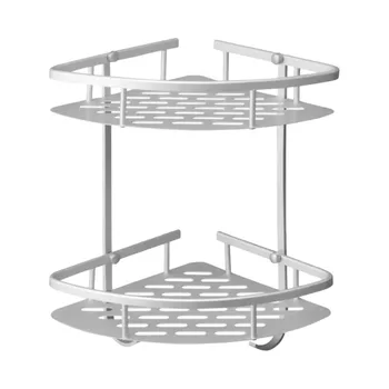 

1pc Shower Basket Wall Mount Space Aluminum Corner Double Layer Storage Rack Shelf Basket for Bathroom