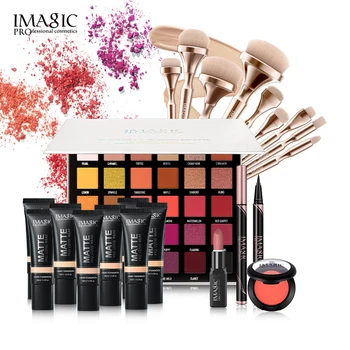 

IMAGIC Women's Professional Makeup Kit Lncludes Eye Shadow Lipstick Eyeliner And Blush FoundationAnd 9 Sets Of Brushes