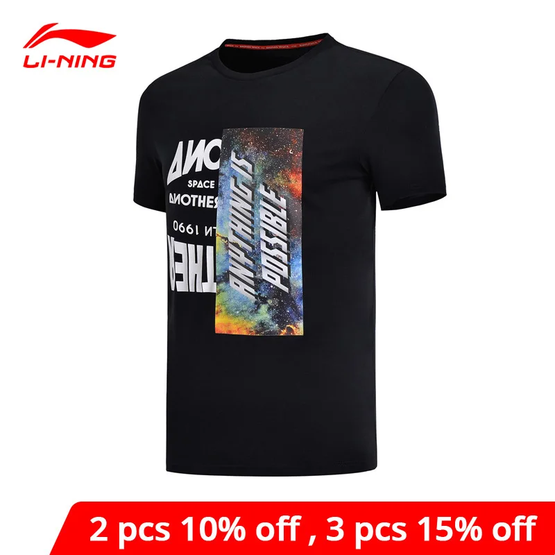 Мужская дышащая футболка Li-Ning Спортивная из Джерси 63% хлопка 37% полиэстера с