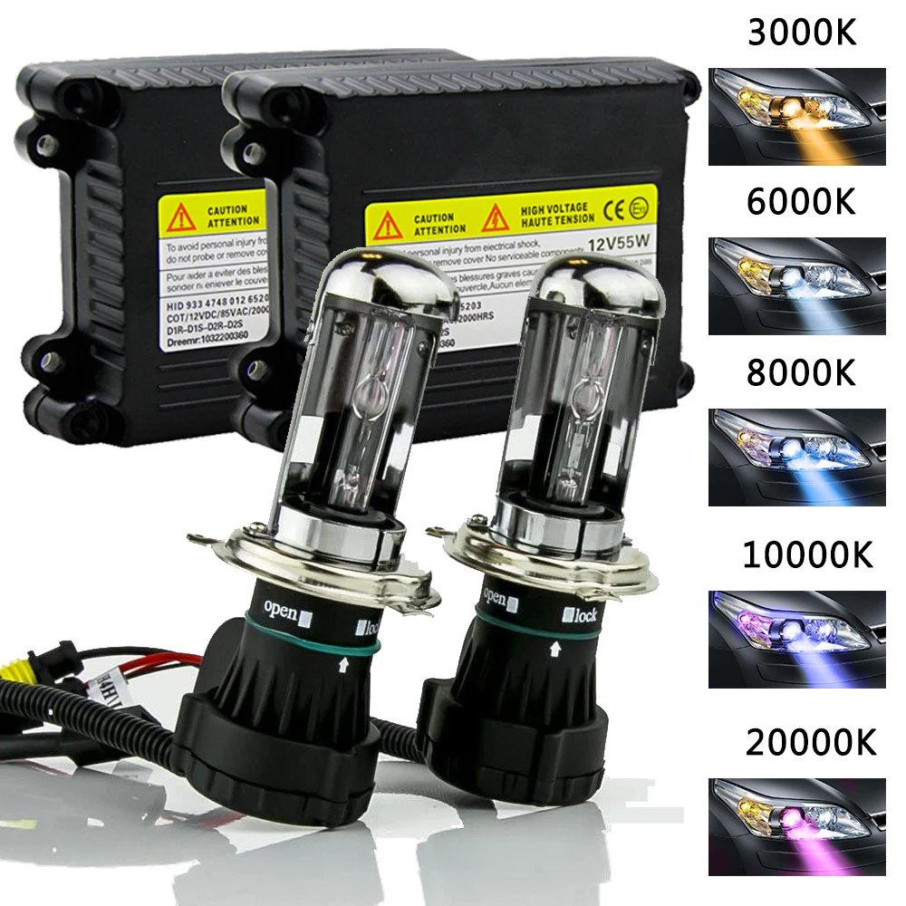 Комплект ксеноновых ламп H4 HID Xenon Kit 35 Вт/55 Вт комплект тонких h13 лампы фар блоков