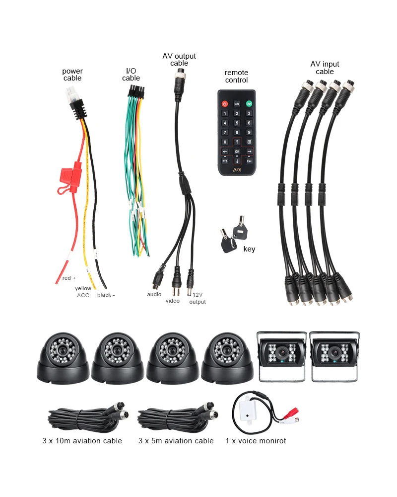 6 шт. 2.0MP AHD Автомобильная камера 1080N 8CH AHD жесткий диск HDD видео Мобильный Dvr Велоспорт Запись видео воспроизведение, I/O сигнализация