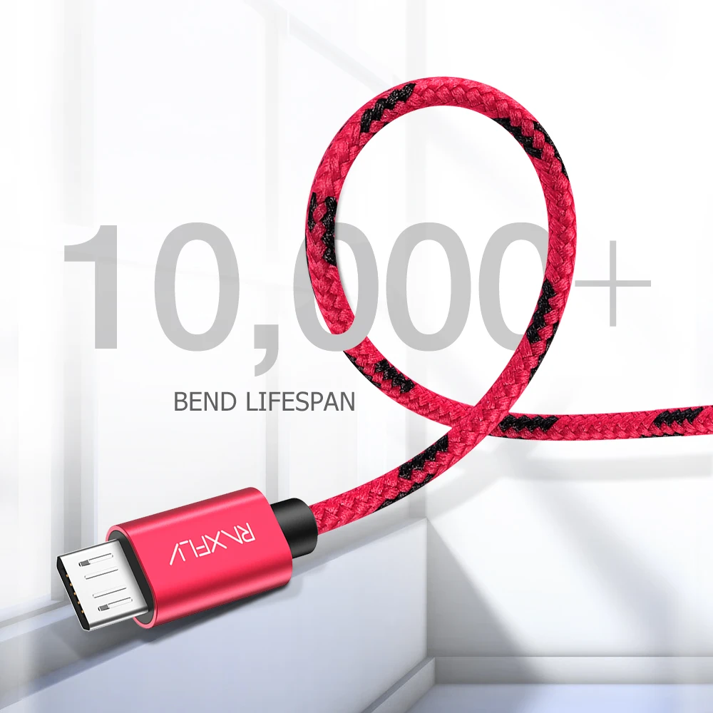 RAXFLY 2.4A Micro USB кабель для Xiaomi Redmi Note 7 Android телефонный кабель Micro зарядный провод USB Cabo MicroUSB для samsung S6 S7