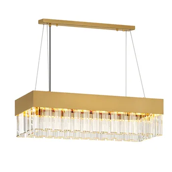

New modern rectangular crystal chandelier LED lamps for dining room living room gold chandelier lights