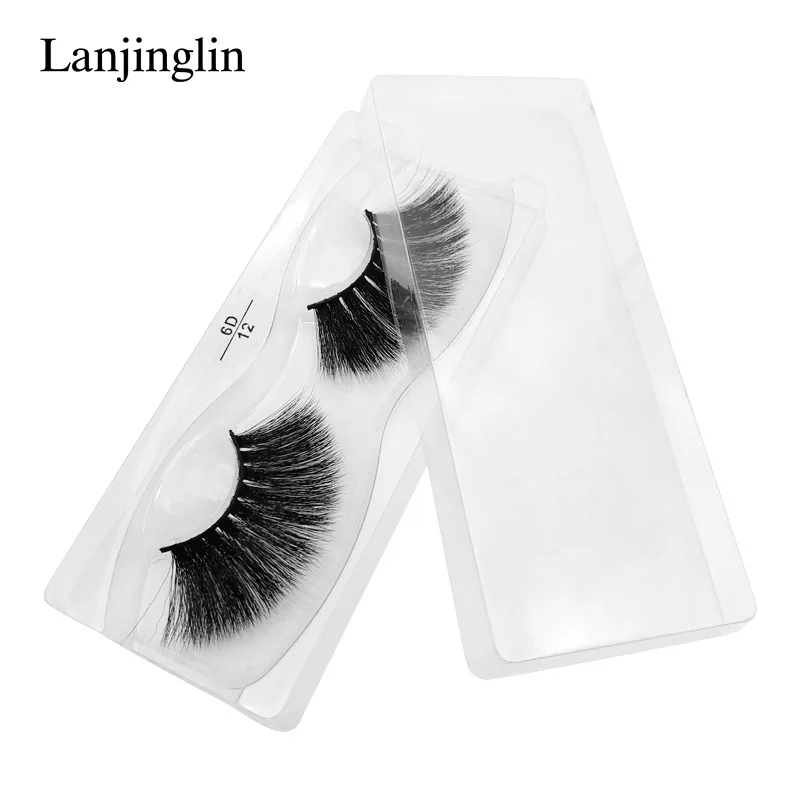 LANJINGLIN 25 мм норковые ресницы Мягкие Длинные Накладные ресницы 3D крест драматические ресницы пушистые тонкие ручной работы макияж искусственные cilios