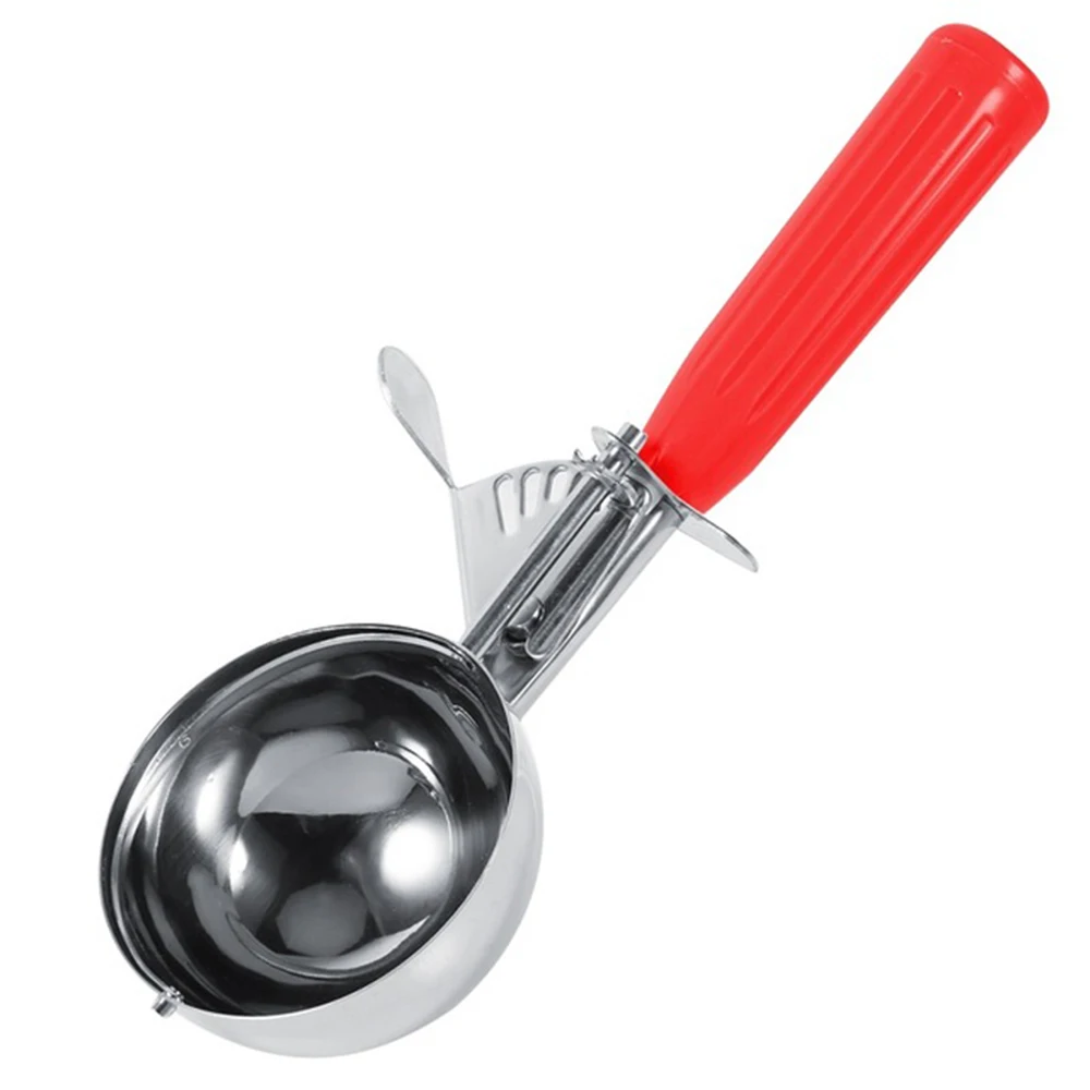 Нержавеющая сталь совок для мороженного круглая формочка для мороженого ледяное Печенье Тесто Мясные Шарики блюда из риса ложка для мороженого Кухня инструменты - Цвет: Красный