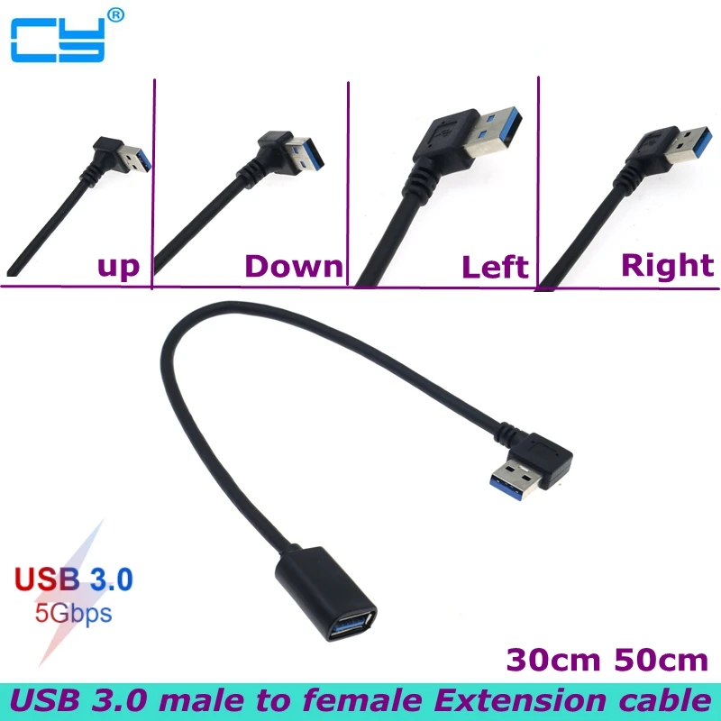 

Удлинительный кабель USB 0,3, 0,5/3,0 м, 5 Гбит/с, 90 градусов