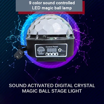 

9 Color LED Sound Control Digital Display Disco Laser Light Party Light Family Atmosphere Light Crystal Magic Ball Stage Light