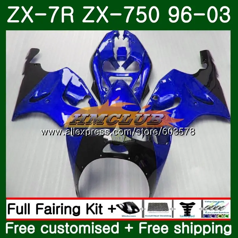 Средства ухода за кожей для KAWASAKI NINJA ZX750 ZX 7R 1996 1997 1998 1999 2003 26CL. 62 ZX 7 R ZX 750 ZX-7R ZX7R 96 97 98 99 обтекатель цвет: черный, синий