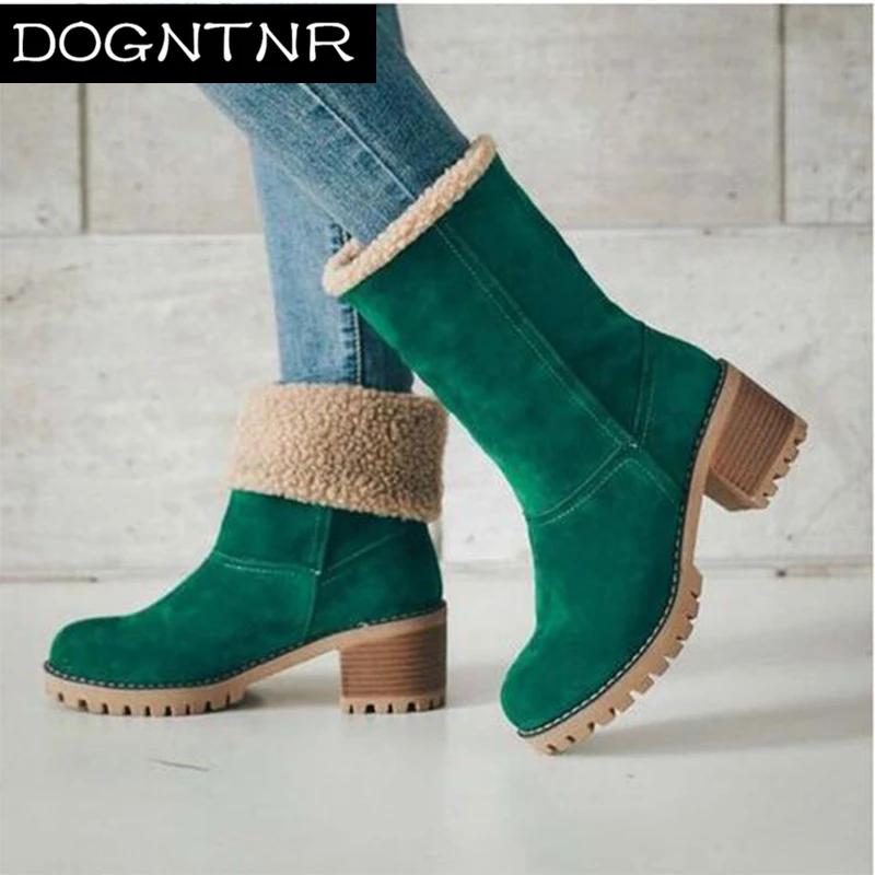 

2019 New Ladies Winter Boots Leather Sheepskin Snow Boots Ladies Wedge Boots Thick Bottom Large Size Outdoor High Heels