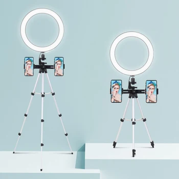 

10 inch Dimmable LED Selfie Round Light with Phone Clip Brightness Adjustable Lamp for Live Broadcast Selfie Photography Video