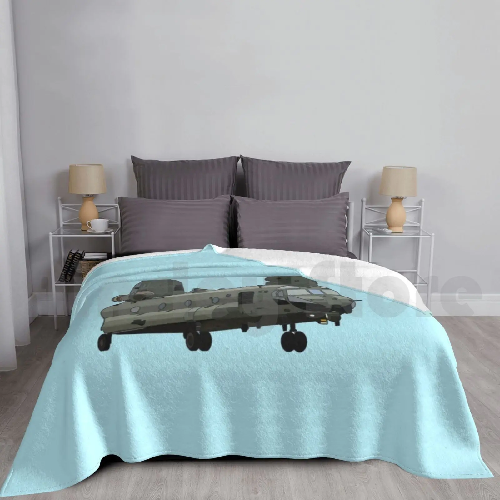 

Одеяло Chinook на голубом фоне для дивана-кровати, путешествия, военные часы Chinook, военные армия Морпехи, вертолет