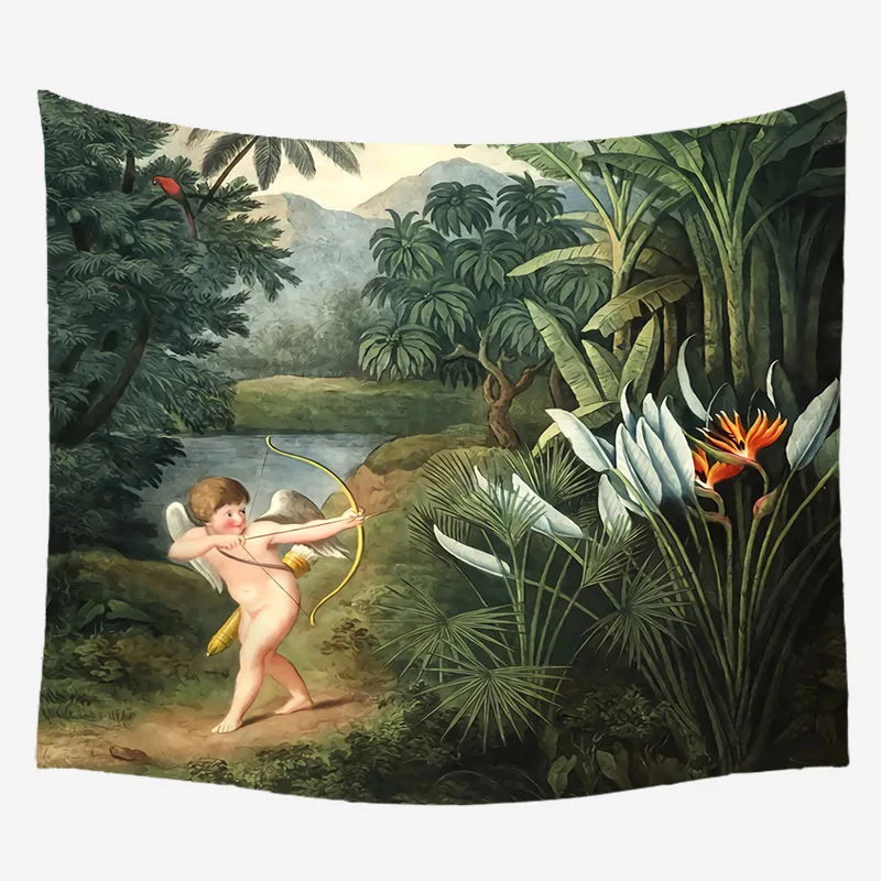 Cilected European Creative Plant Printing Tapestry Wall Hanging Polyester Home Decor Painting Beach Towel Blanket Tablecloth