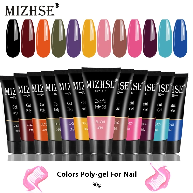 MIZHSE, полигель для наращивания ногтей, 24 цвета, 30 г, замачивается, УФ-камуфляж, строительный полигель, твердый Гель-лак для ногтей