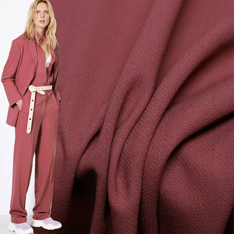 Перламутровый шелк японский красный цвет камвольной шерсти ткани шерсть материалы для одежды осенние женские брюки костюмы швейная ткань