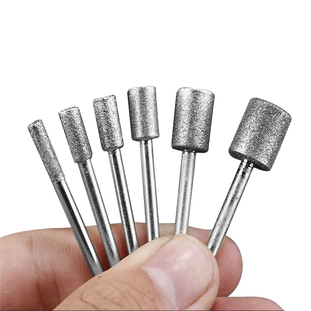 5 unids/set de diamante de corte de cabeza puntas montados poco 3/4/5mm vástago de piedra de Jade tallado pulido para Dremel herramientas rotativas