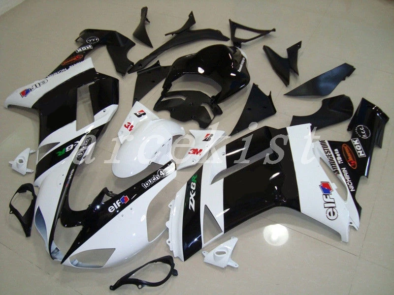 4 подарки ABS полный обтекатель комплект подходит для Kawasaki ZX6R 2007 2008 ZX-6R 07 08 ниндзя 636 Черный Белый Кузов Набор