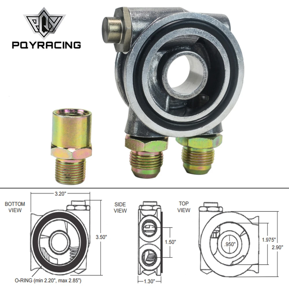 PQY Oil Cooler Filter Sandwich Plate + Thermostat Adaptor 3/4" 16 UNF With AN10 Fitting Oil
