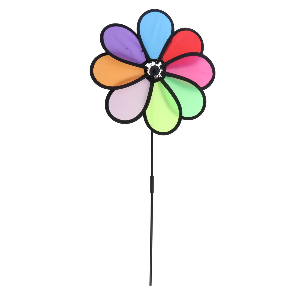Rainbow Triple Wheel Spinner- Ground Stake Included - Colorful Wind Spinner for your Yard and Garden