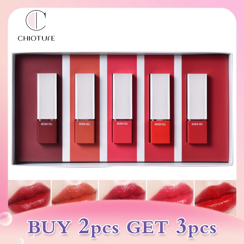 

CHIOTURE 5Pcs/set Lipstick Easy To Wear Long-lasting Lips Matte Lipsticks Set Waterproof Batom Matte Profissional Cosmetics Lip
