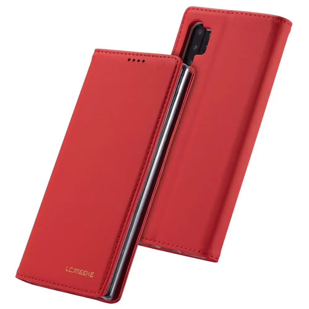 Для samsung Galaxy Note 10 Чехол Galaxy Note 10 Plus чехол кожаный бумажник чехол для телефона для samsung Galaxy Note 10 Plus флип-чехол - Цвет: Red