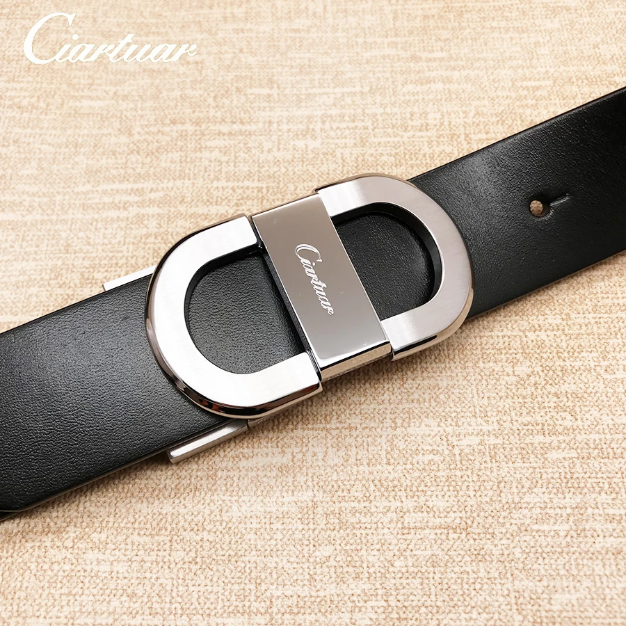 

2019 ciartuar new belt for men women belt quality genuine leather cowskin trousers buckle shining sliver buckle free shipping