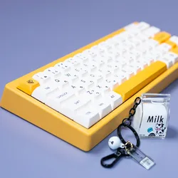 1 conjunto mel e leite tema chave tampões para mx interruptor teclado mecânico pbt tintura subbed abelha japonês minimalista branco keycaps xda