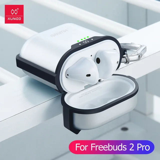 Чехол для наушников для huawei Freebuds 3 Чехол Shookproof Airbag бампер крышка крюк Прозрачный для huawei Freebuds 2 Pro Чехол XUNDD - Цвет: Black