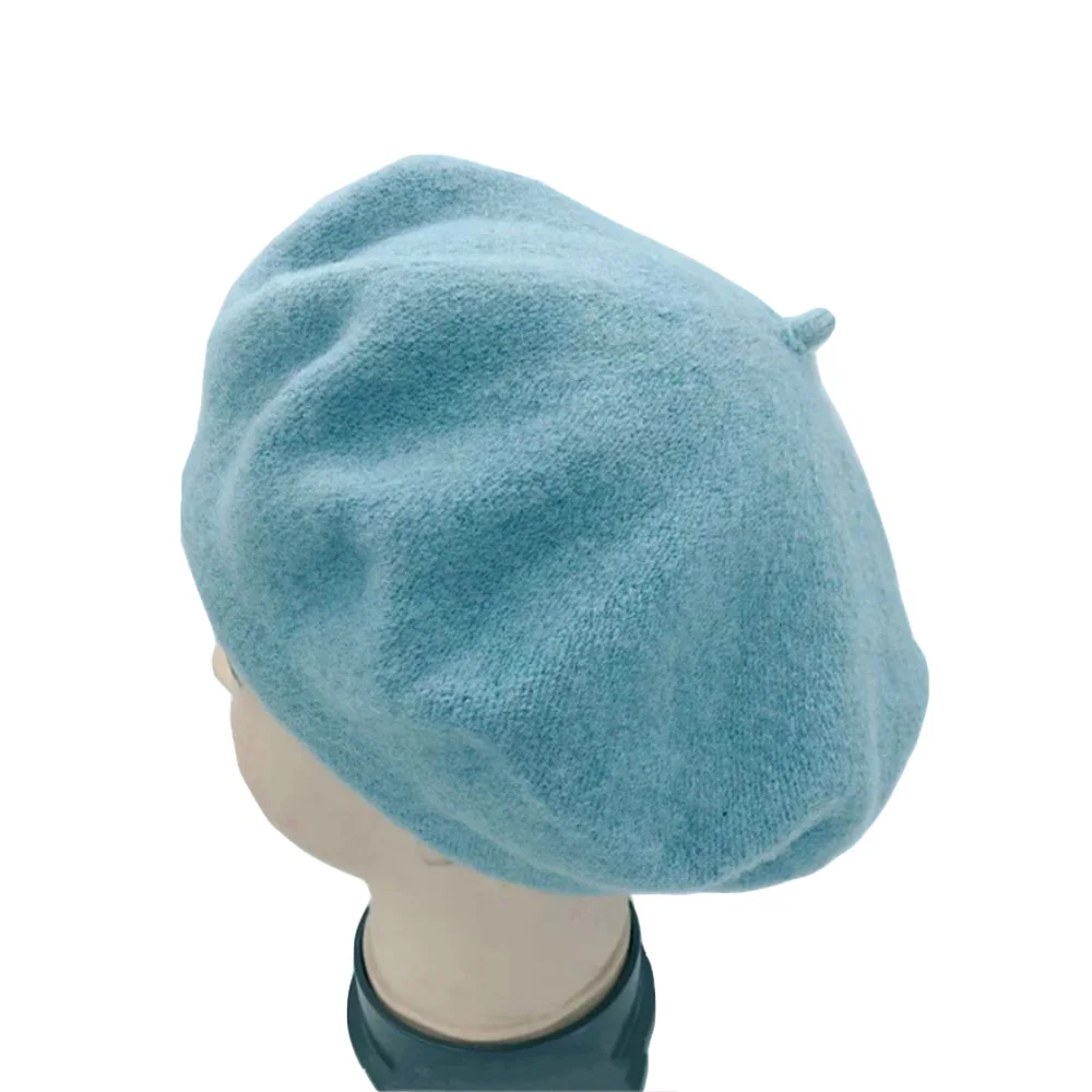 Sky Blue Женская Классическая теплая вязаная крючком мягкая шапка, Женский сутулящийся берет, шапочка, шапки BDHAT0002 - Цвет: Sky Blue